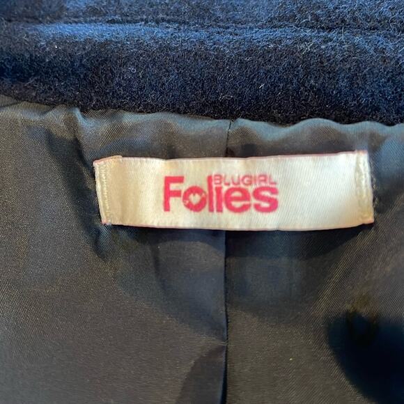 Blugirl Folies Women Wool Blend Pea Coat Blue Size 10 - Picture 10 of 16